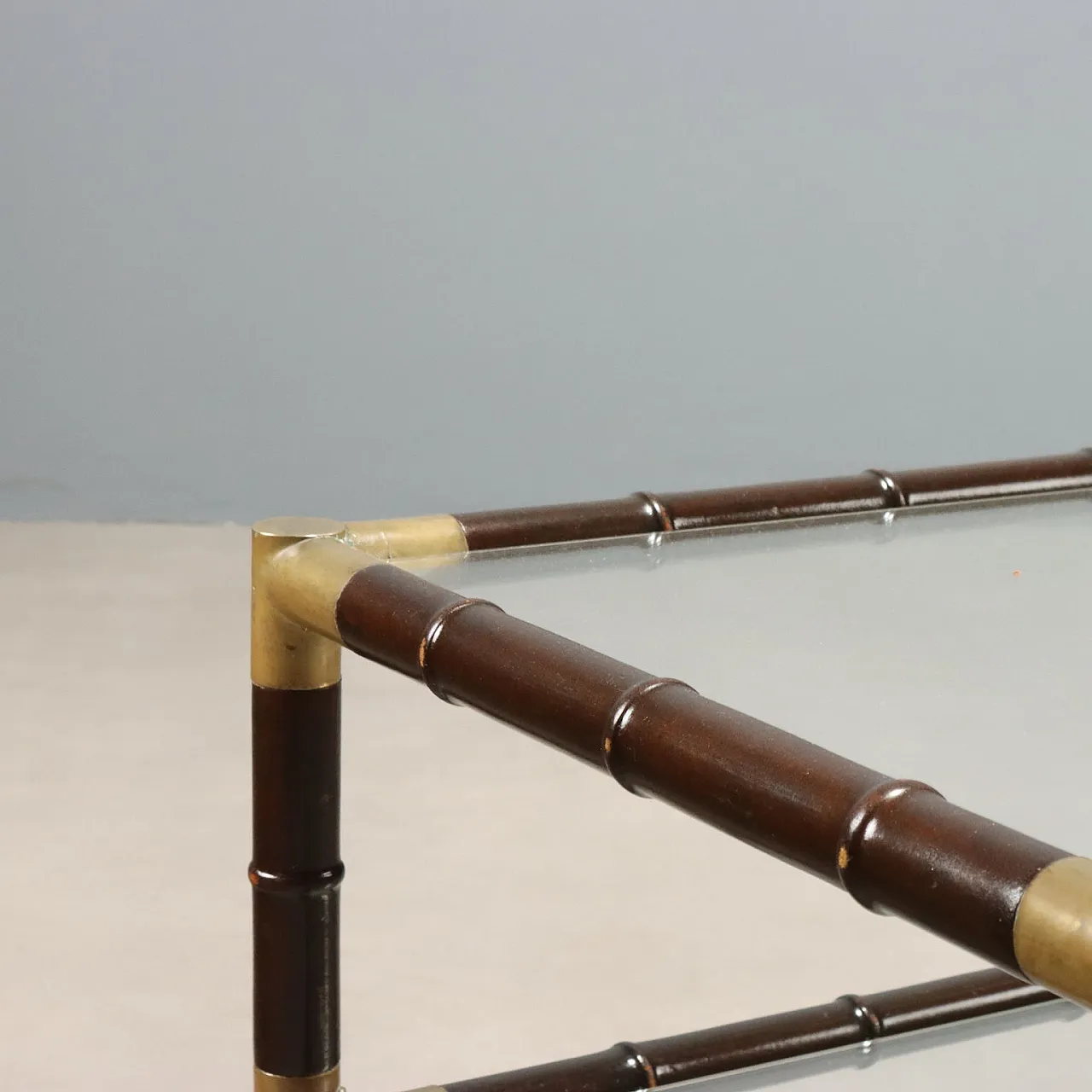 Bamboo and brass coffee table, mid-20th century 4