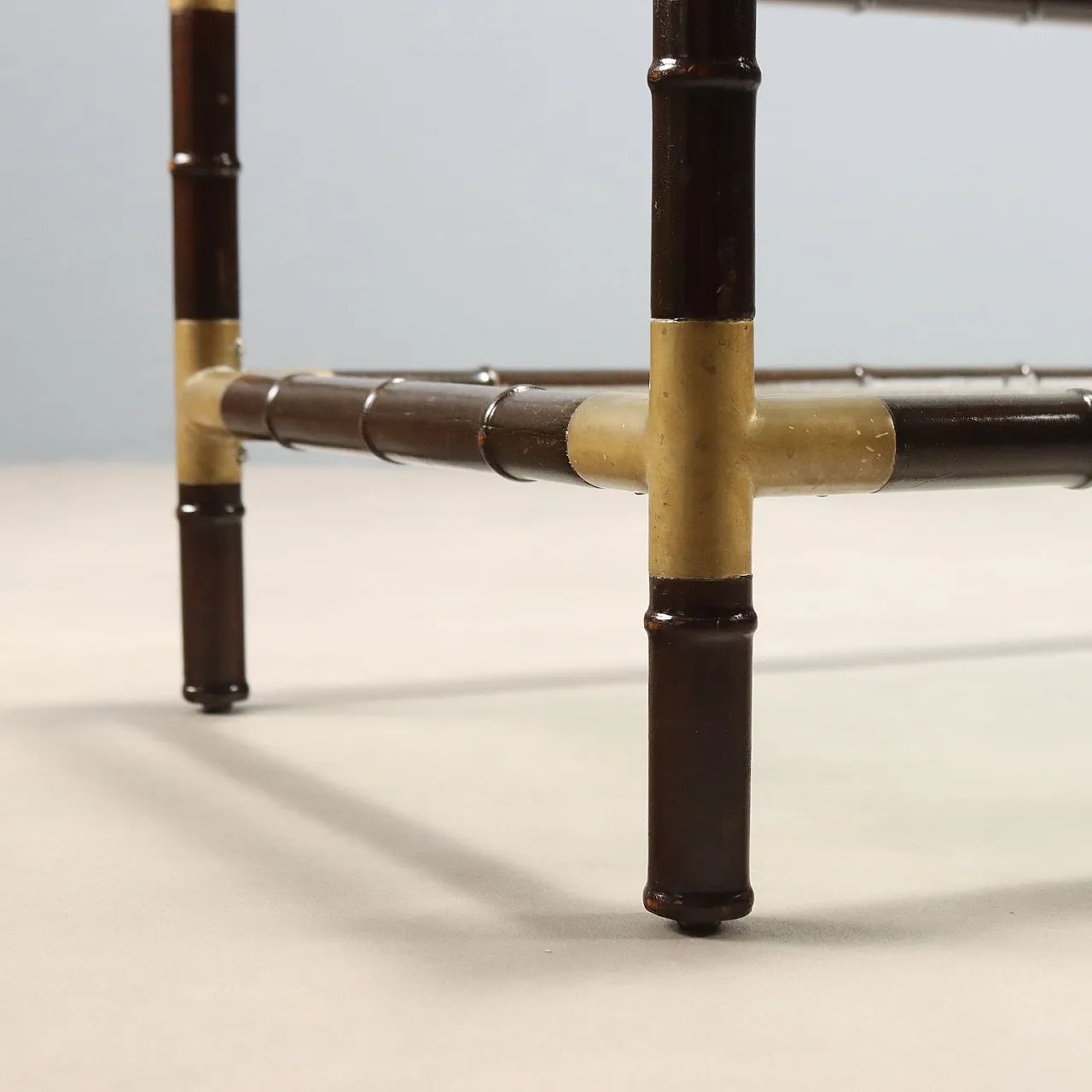 Bamboo and brass coffee table, mid-20th century 5