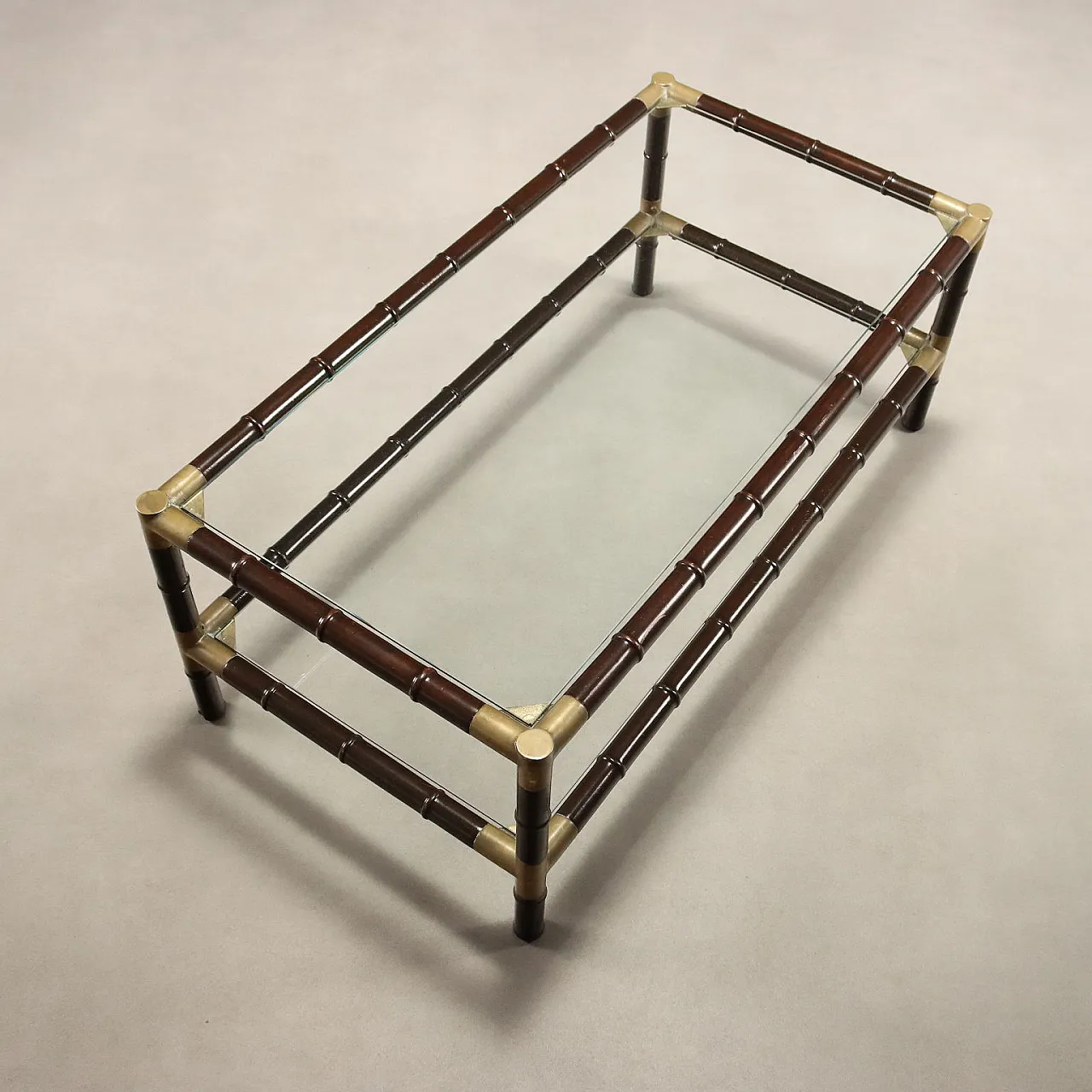 Bamboo and brass coffee table, mid-20th century 6