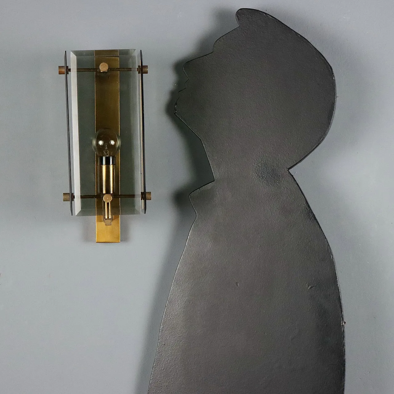 3 Wall lamps in brass and smoked glass, 1960s 2
