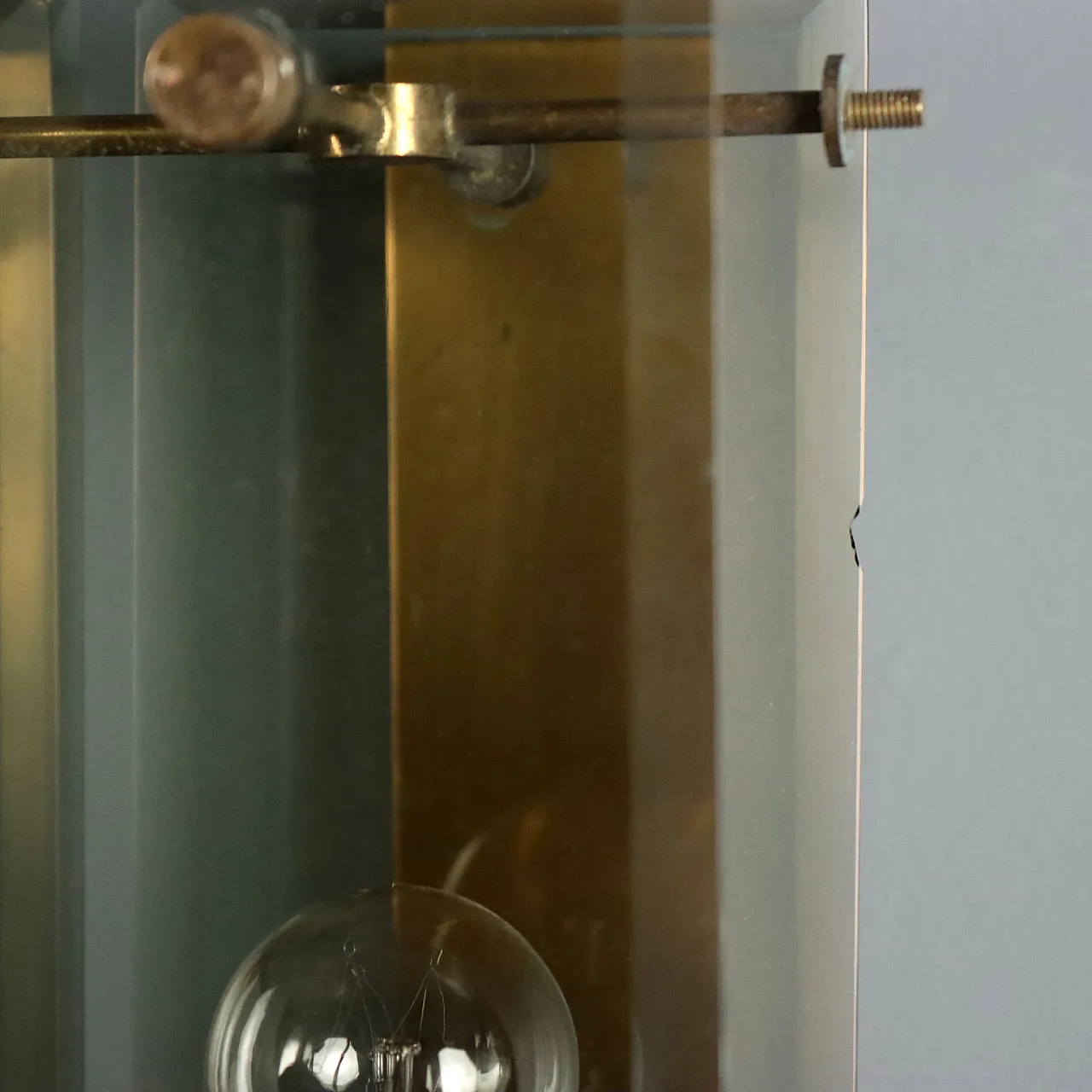 3 Wall lamps in brass and smoked glass, 1960s 7
