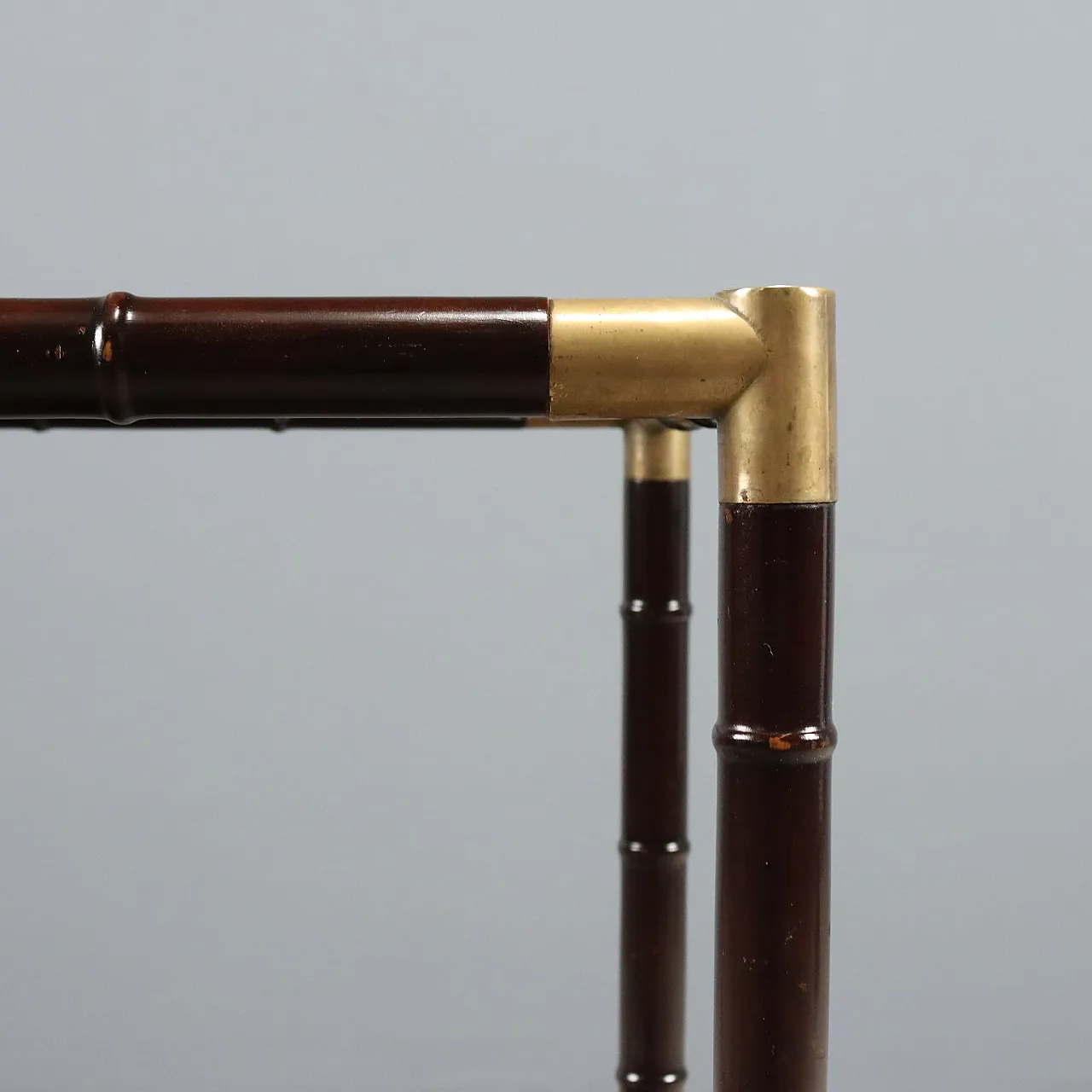 Coffee table with wheels in bamboo and brass, mid-20th century 5