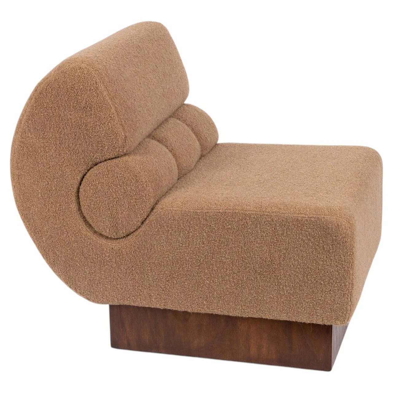 Sedia lounge in noce e bouclé di cachemire Schumacher, anni '70 1