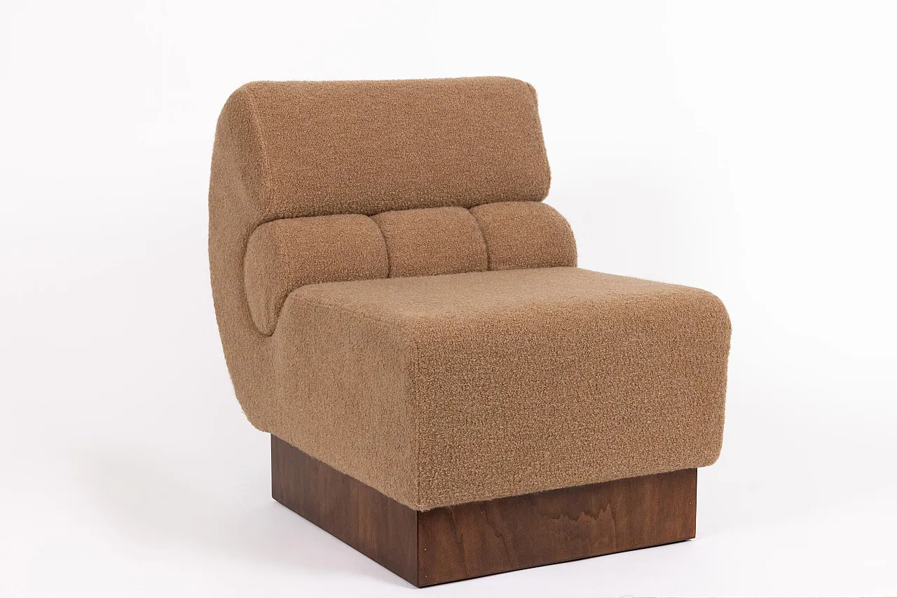 Sedia lounge in noce e bouclé di cachemire Schumacher, anni '70 14