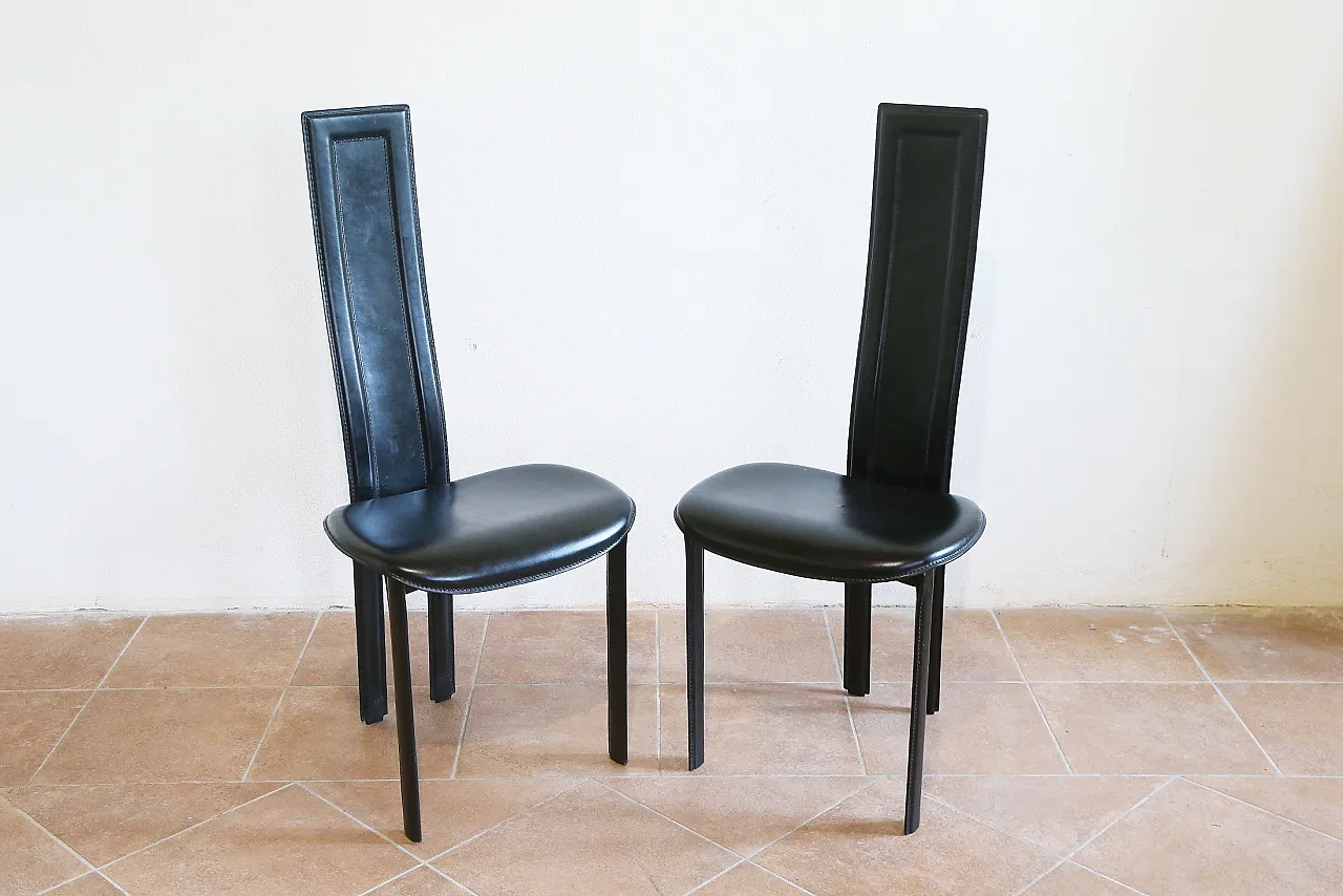 Pair of black leather Alice chairs by Giorgio Cattelan, 1980s 19