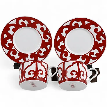 Hermes Balcon du Guadalquivir Red Tea Cup Saucer Tableware 2 set