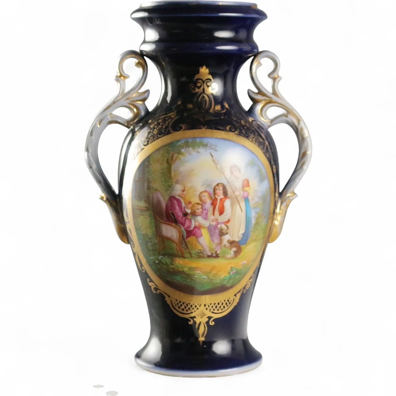 Porcelain vase with painting inside reserve, 20th century 11