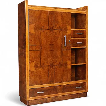 Arredo in radica con maniglie in alluminio, anni '30