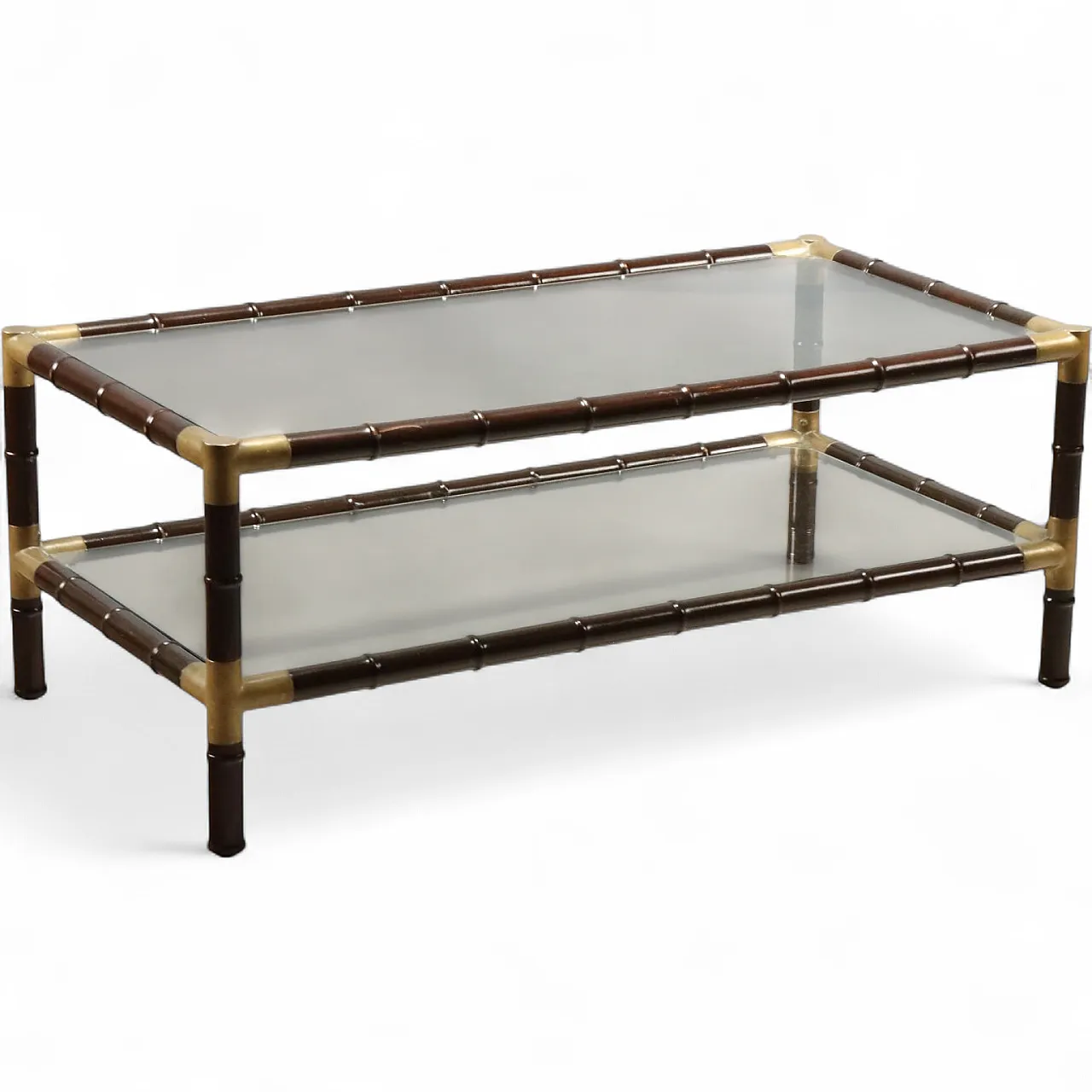 Bamboo and brass coffee table, mid-20th century 8
