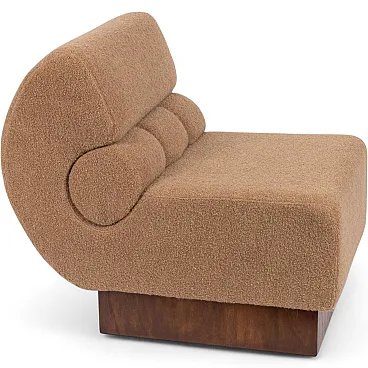 Sedia lounge in noce e bouclé di cachemire Schumacher, anni '70