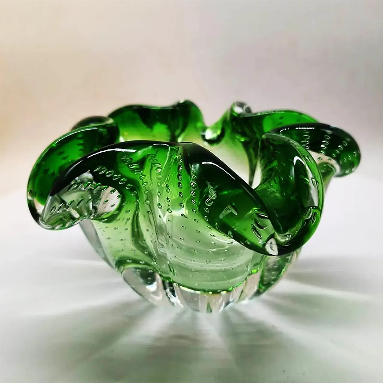 Ashtray in Murano glass with air bubble, 1950s 1