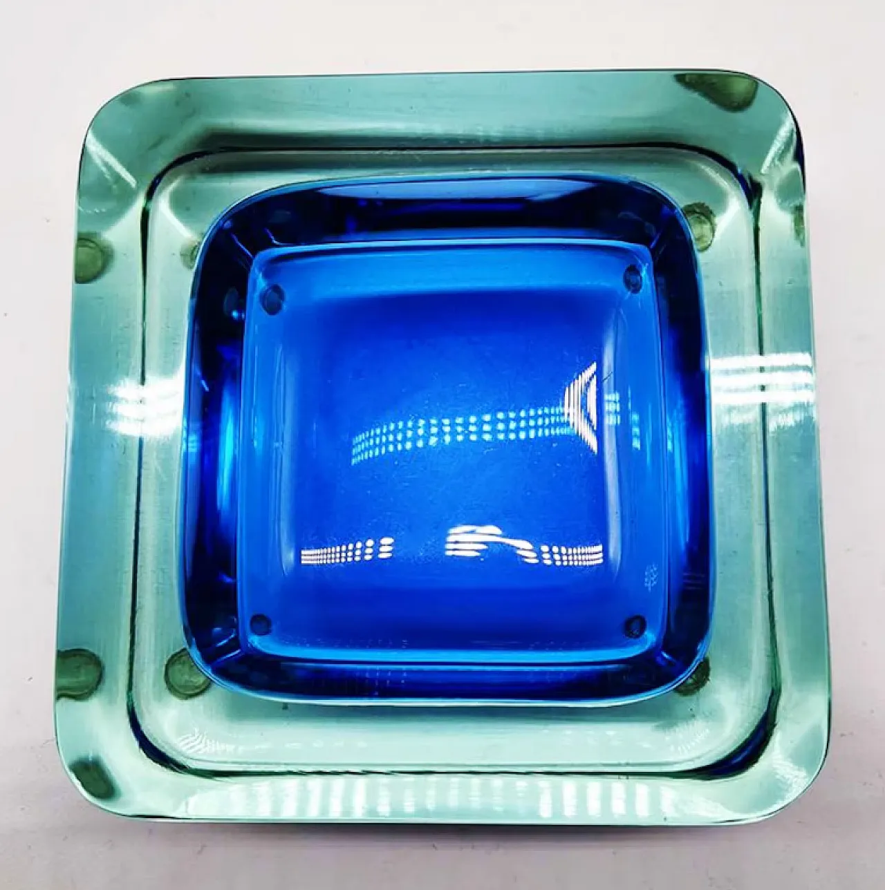Square handcrafted astray in Murano glass, 1960s 4