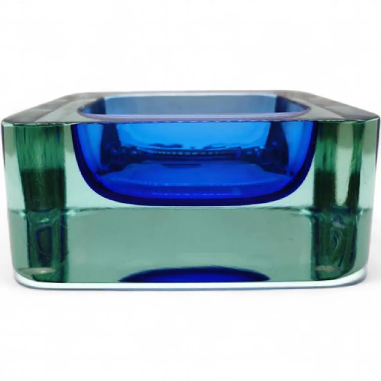 Square handcrafted astray in Murano glass, 1960s 6