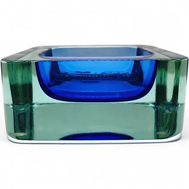 Square handcrafted astray in Murano glass, 1960s