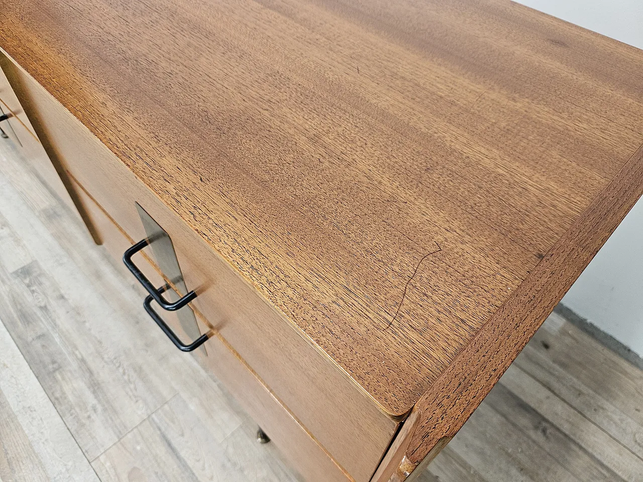 Chest of drawers in walnut with iron and brass details, 1960s 21