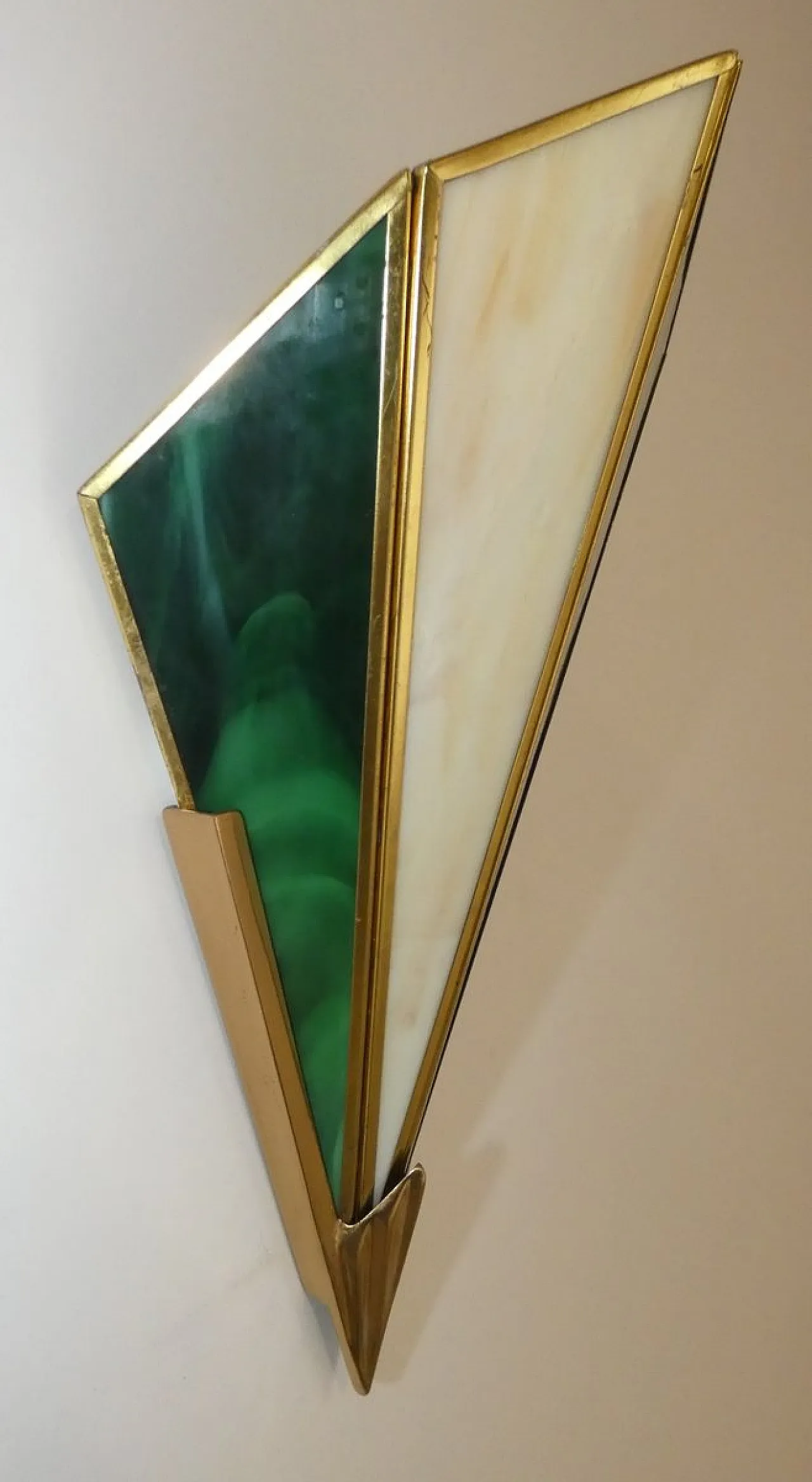 Coppia di appliques in ottone e vetro di Glashütte Limburg, anni '80 2