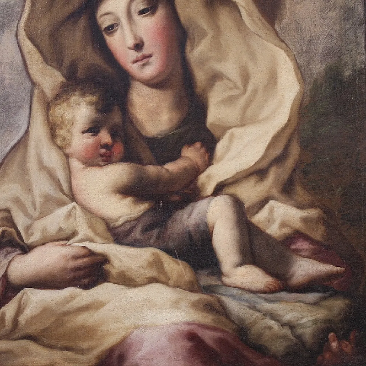 Dipinto italiano Madonna col bambino, '600 5