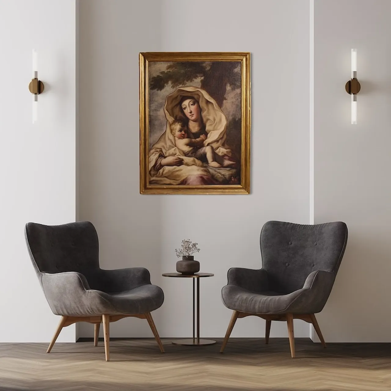 Dipinto italiano Madonna col bambino, '600 9