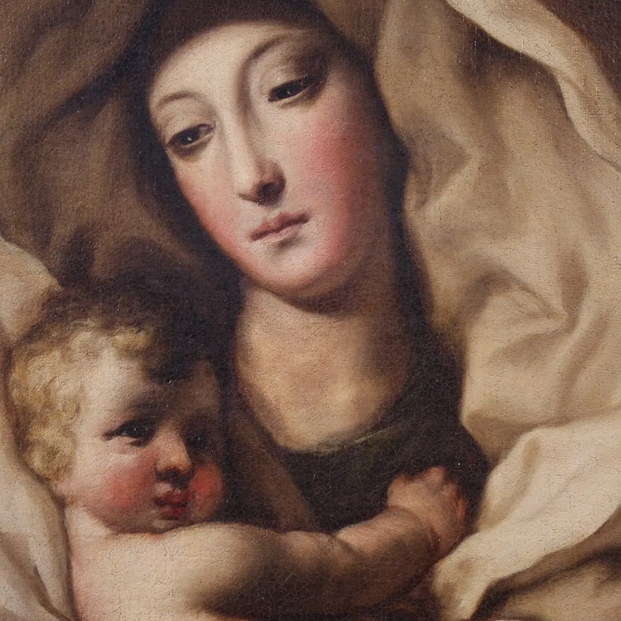 Dipinto italiano Madonna col bambino, '600 11