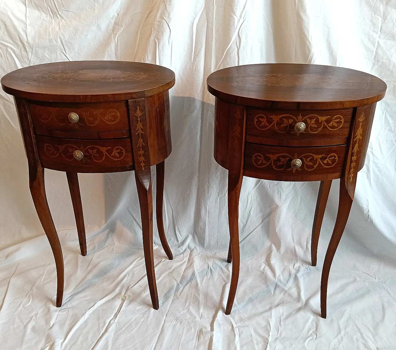 Pair of bedside tables in Neoclassical style, 1960s 3