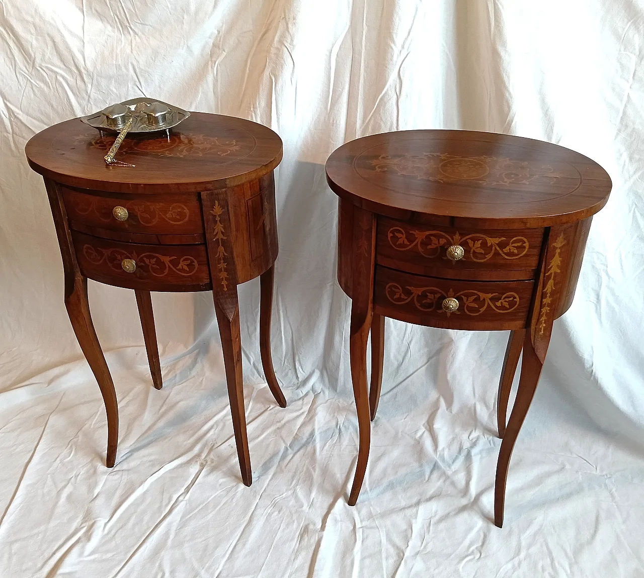 Pair of bedside tables in Neoclassical style, 1960s 6
