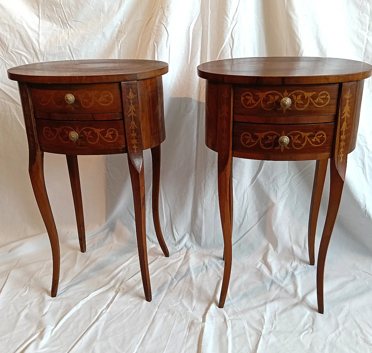 Pair of bedside tables in Neoclassical style, 1960s 7