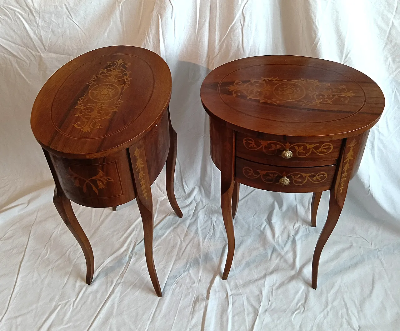 Pair of bedside tables in Neoclassical style, 1960s 8