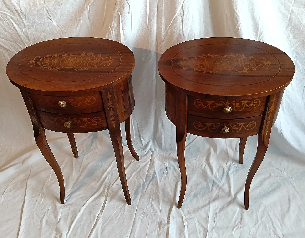 Pair of bedside tables in Neoclassical style, 1960s 17