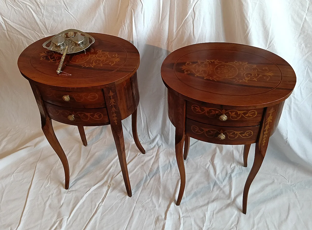 Pair of bedside tables in Neoclassical style, 1960s 18