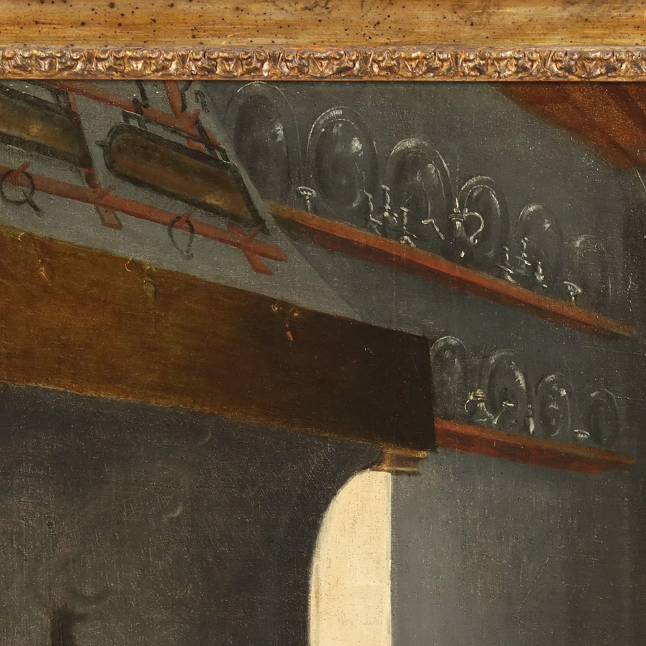 Dipinto Fiammingo con Scena d'Interno in Cucina, '700 9