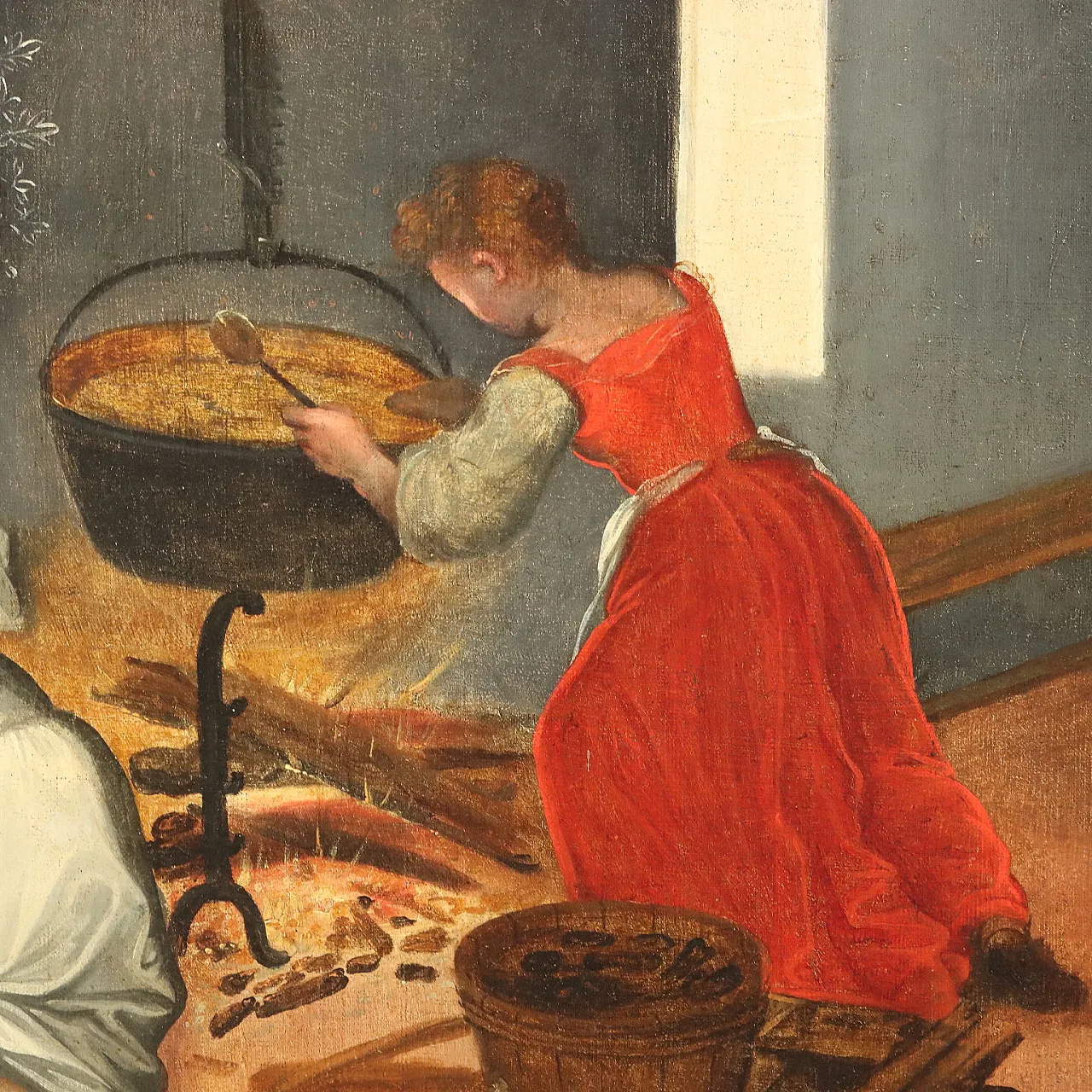 Dipinto Fiammingo con Scena d'Interno in Cucina, '700 10