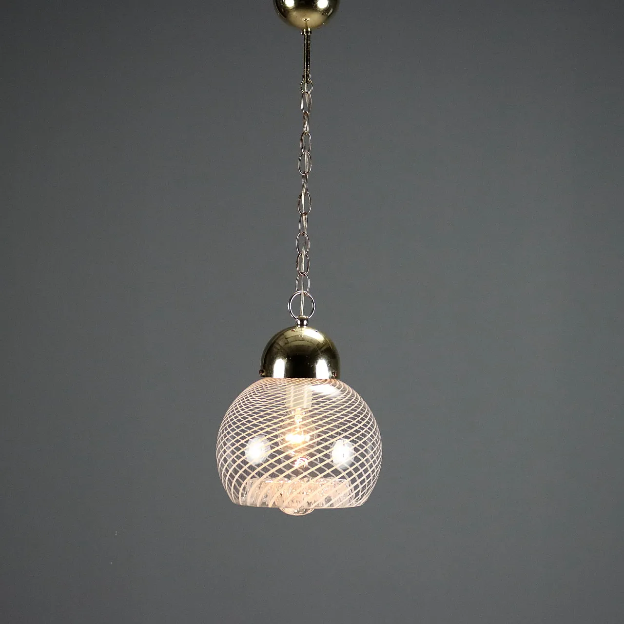 Lamp in chromed metal and glass, 1970s 1