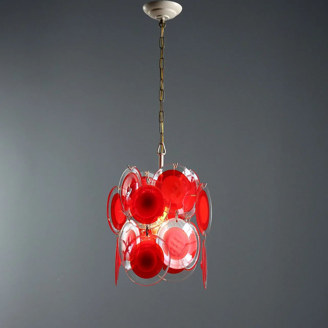 Lampada con dischi in vetro di Murano, anni '70 1