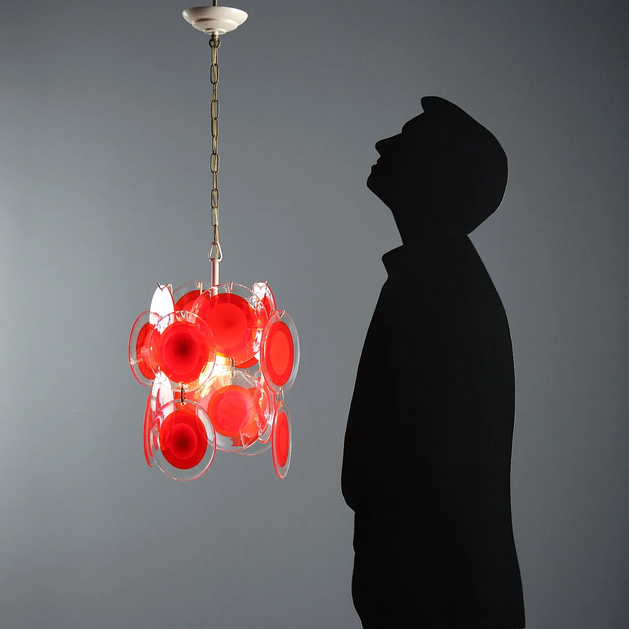 Lampada con dischi in vetro di Murano, anni '70 2