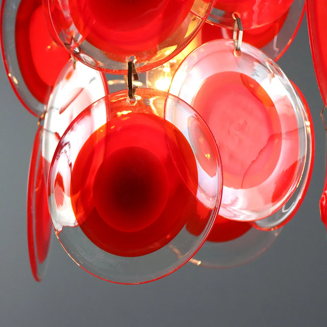 Lampada con dischi in vetro di Murano, anni '70 4