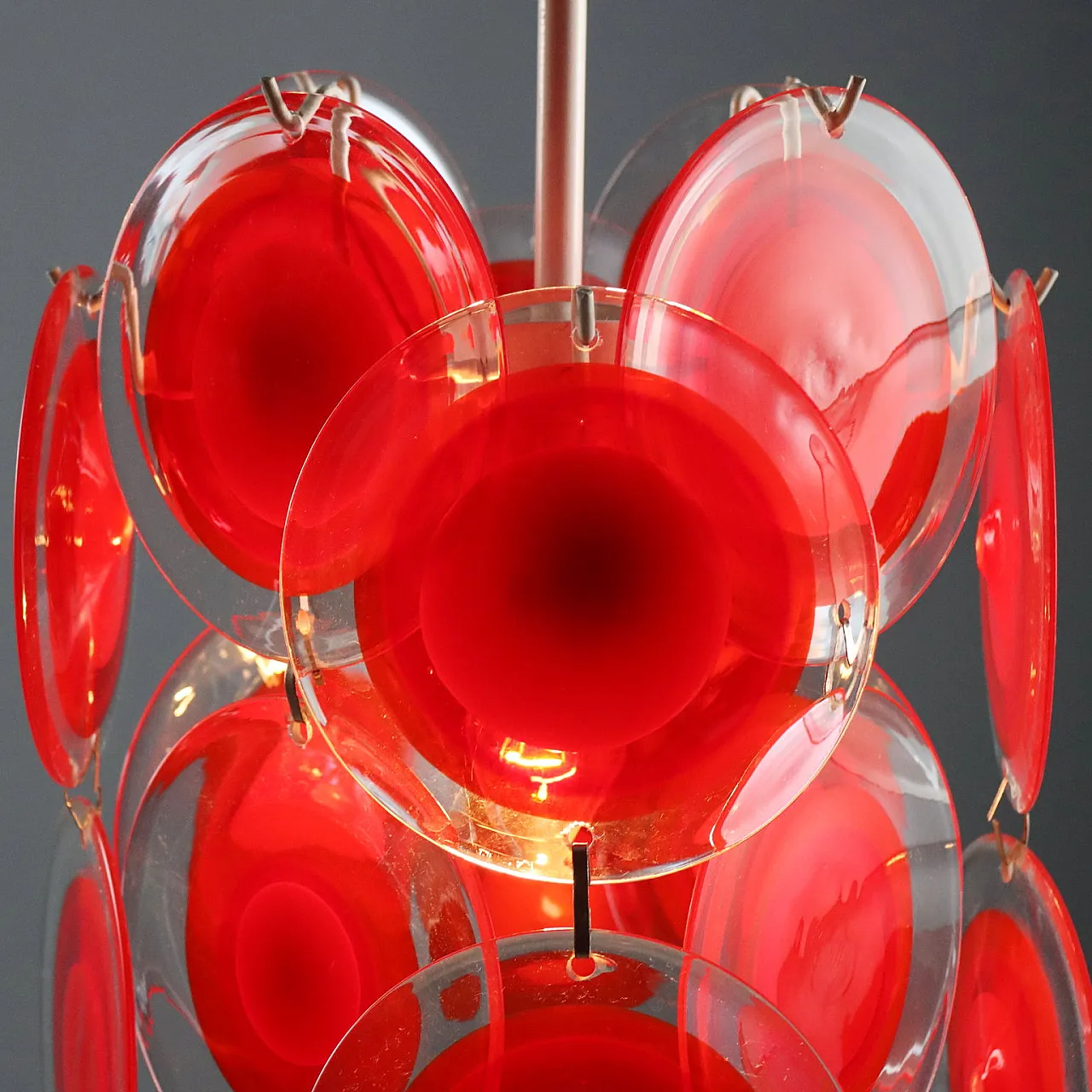 Lampada con dischi in vetro di Murano, anni '70 6