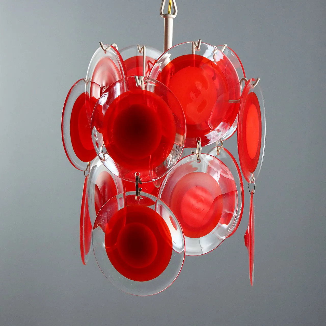 Lampada con dischi in vetro di Murano, anni '70 7