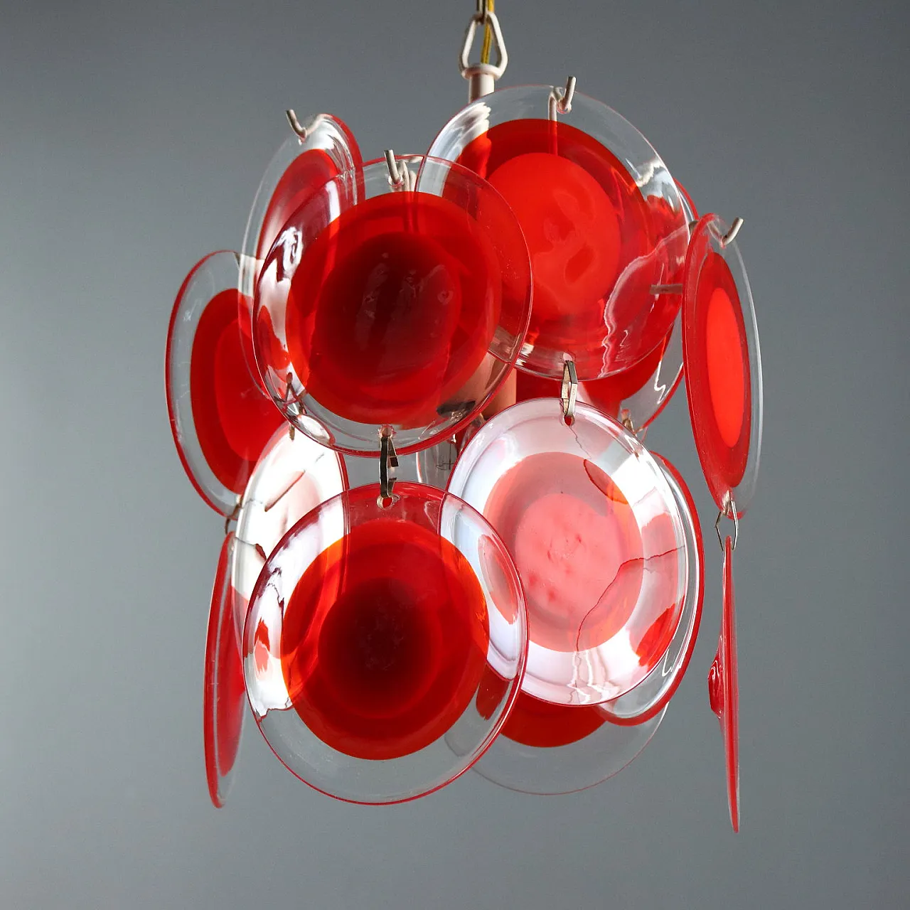 Lampada con dischi in vetro di Murano, anni '70 8