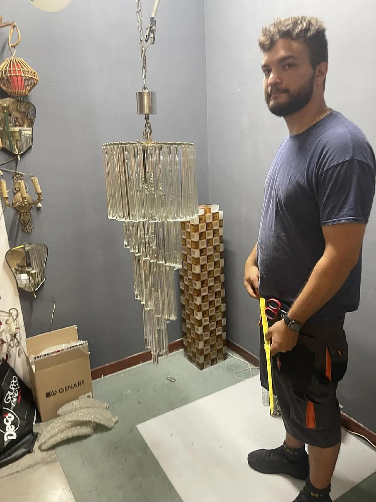 Lampadario grande Trilobi in vetro di Murano, anni '60 7