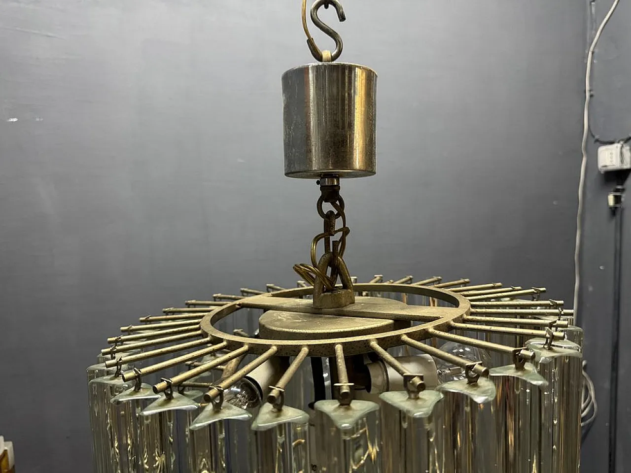 Lampadario grande Trilobi in vetro di Murano, anni '60 8