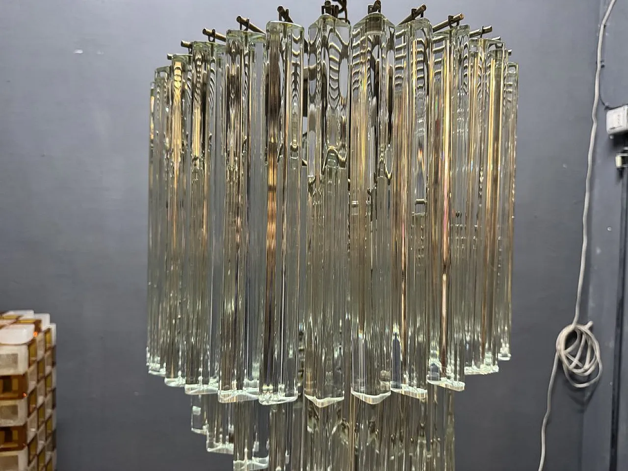 Lampadario grande Trilobi in vetro di Murano, anni '60 11