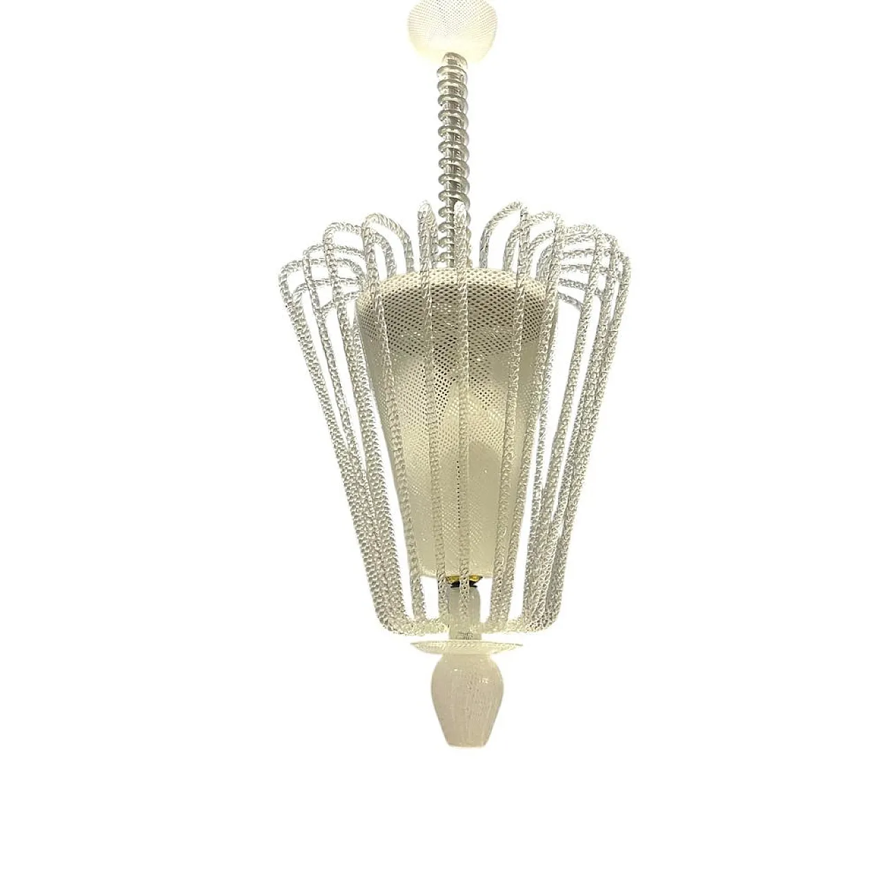 Reticello pendant lamp in Murano glass, 1940s 1