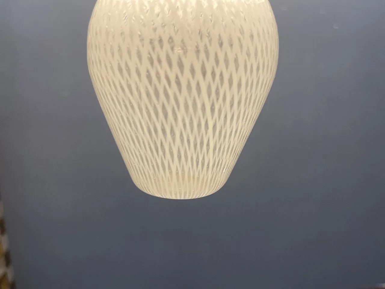Reticello pendant lamp in Murano glass, 1940s 9