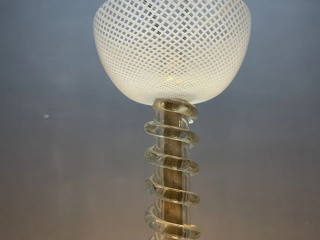 Reticello pendant lamp in Murano glass, 1940s 17