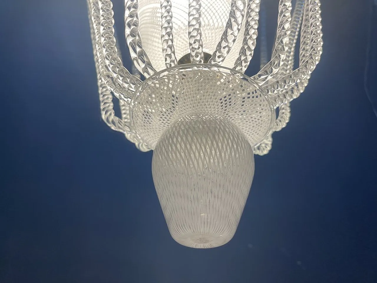 Reticello pendant lamp in Murano glass, 1940s 18