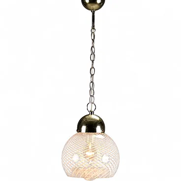 Lampada in metallo cromato e vetro, anni '70