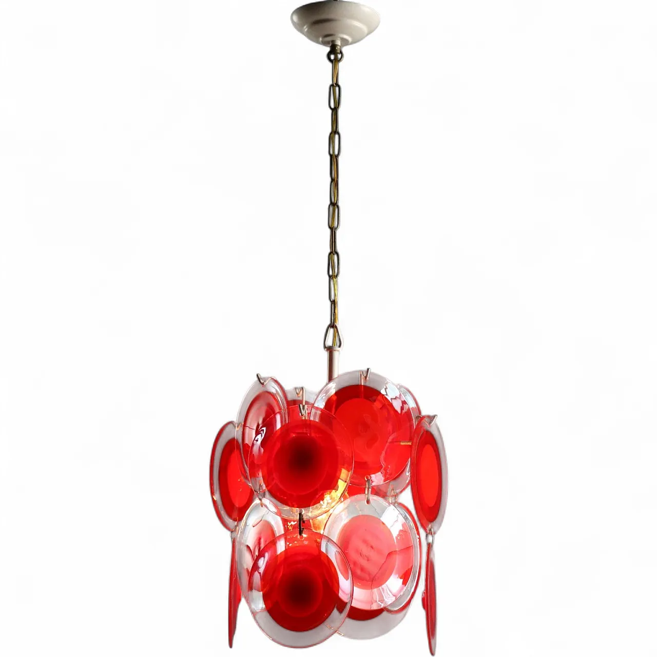 Lampada con dischi in vetro di Murano, anni '70 11