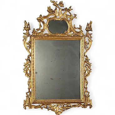 Specchiera in legno intagliato e dorato, fine '800
