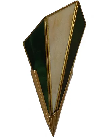 Coppia di appliques in ottone e vetro di Glashütte Limburg, anni '80