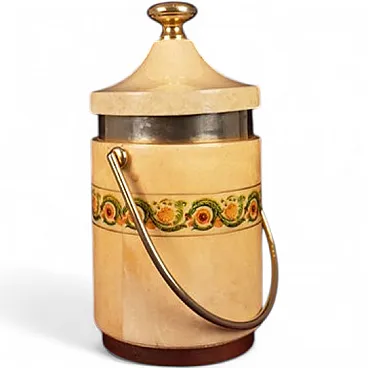 Aldo Tura, Mod. 1225D goatskin parchment ice bucket, 1970s